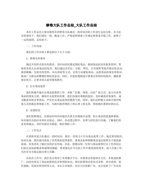 禁毒大队工作总结_大队工作总结