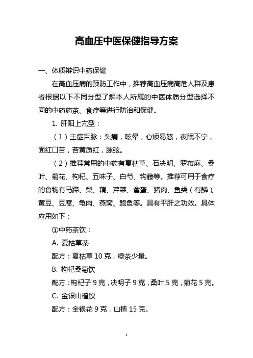 高血压中医保健指导方案