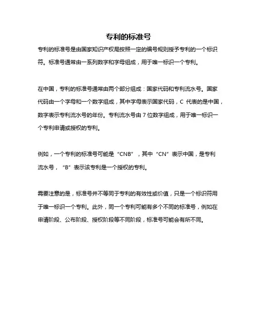 专利的标准号