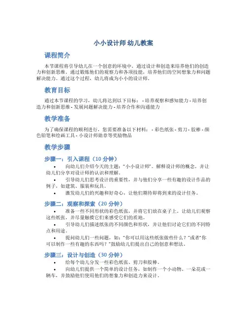 《小小设计师》幼儿教案