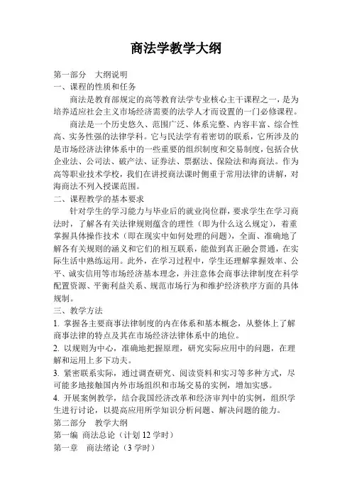 商法学教学大纲