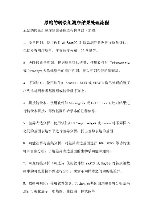 原始的转录组测序结果处理流程