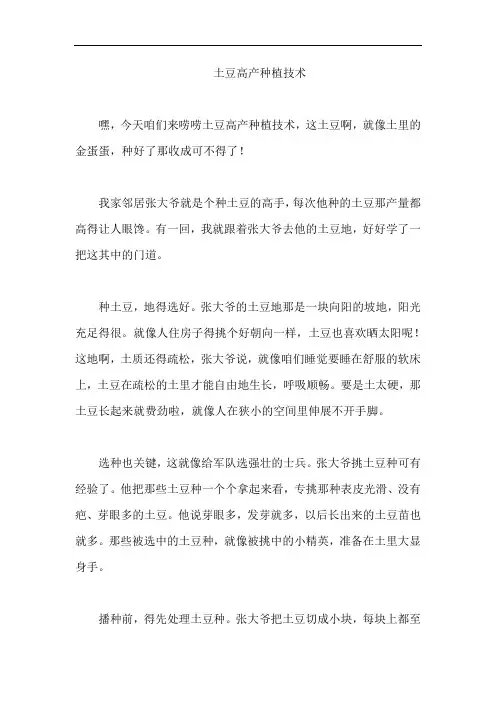 土豆高产种植技术