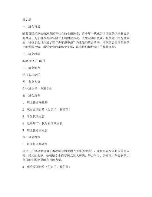 少年强中强主题班会记录(3篇)