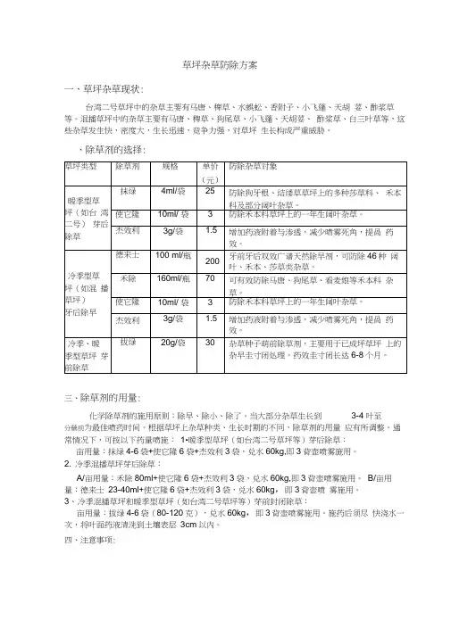 草坪杂草防除方案