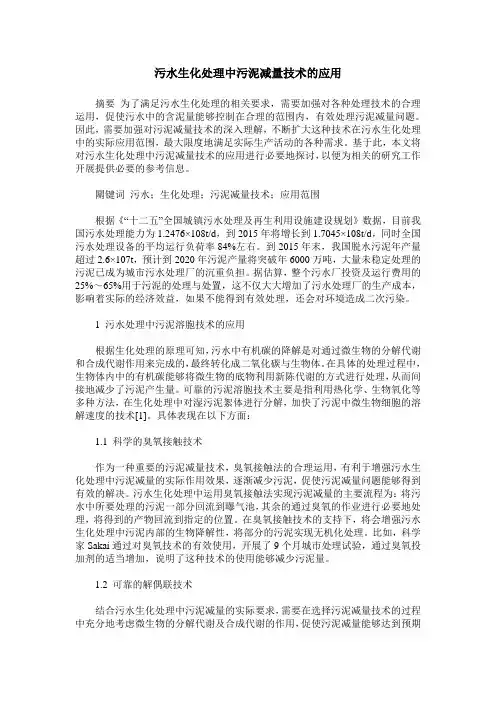 污水生化处理中污泥减量技术的应用