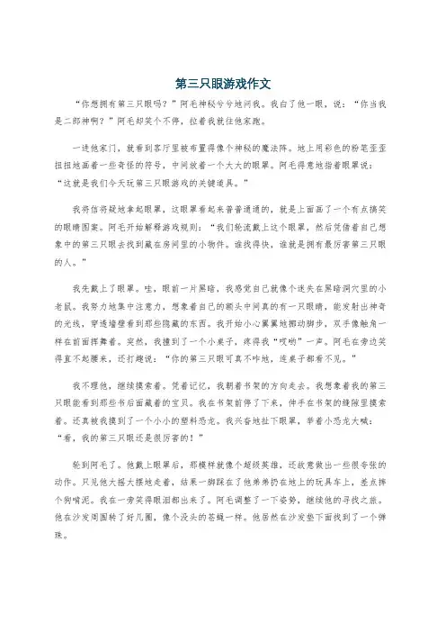 第三只眼游戏作文
