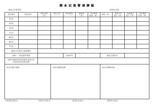 探放水记录管理牌板