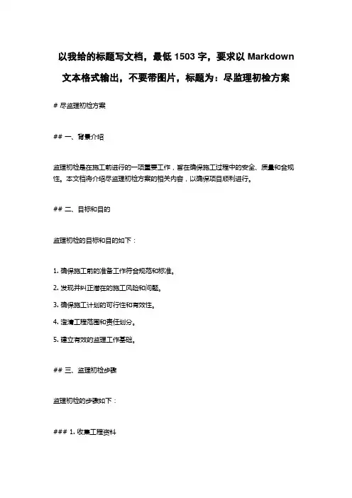 尽监理初检方案