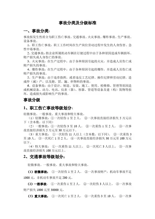 事故分类及分级标准