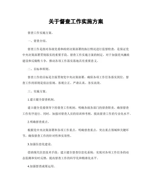 关于督查工作实施方案