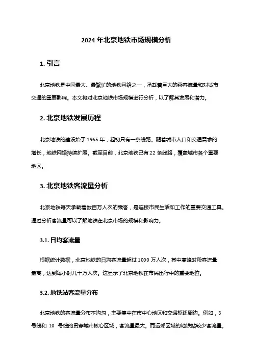 2024年北京地铁市场规模分析