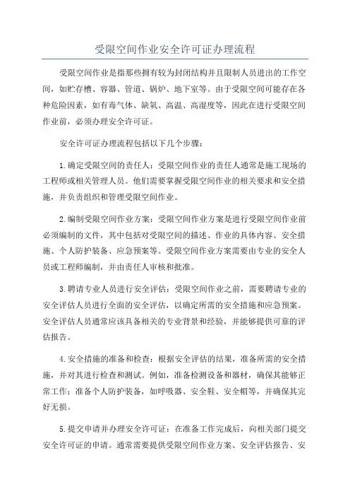 受限空间作业安全许可证办理流程
