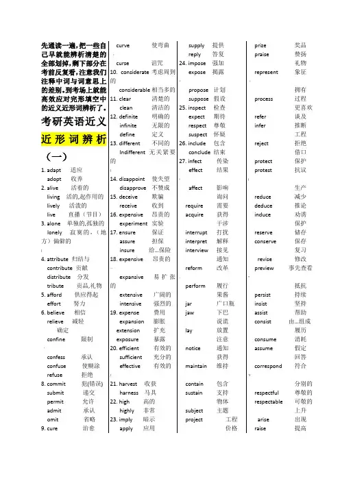 考研英语近义近形词辨析