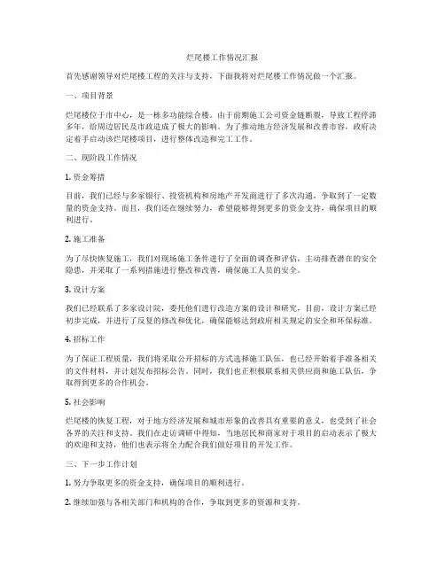 烂尾楼工作情况汇报
