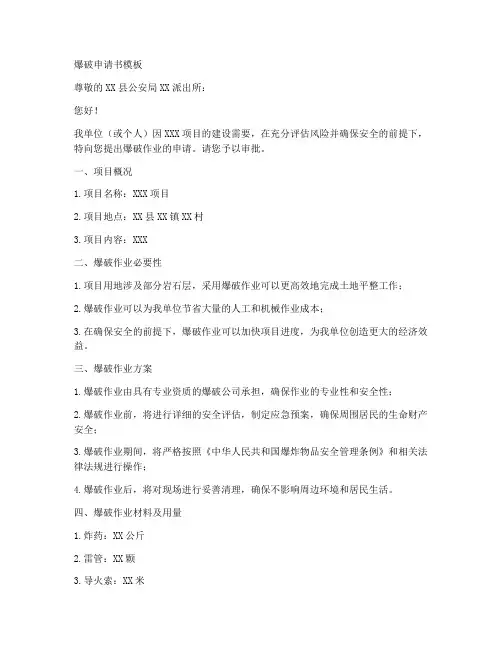 爆破申请书模板