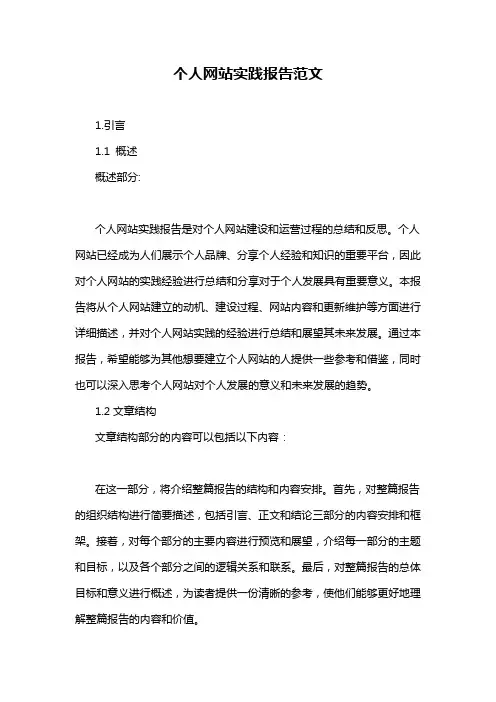 个人网站实践报告范文