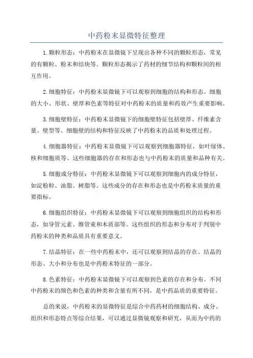 中药粉末显微特征整理