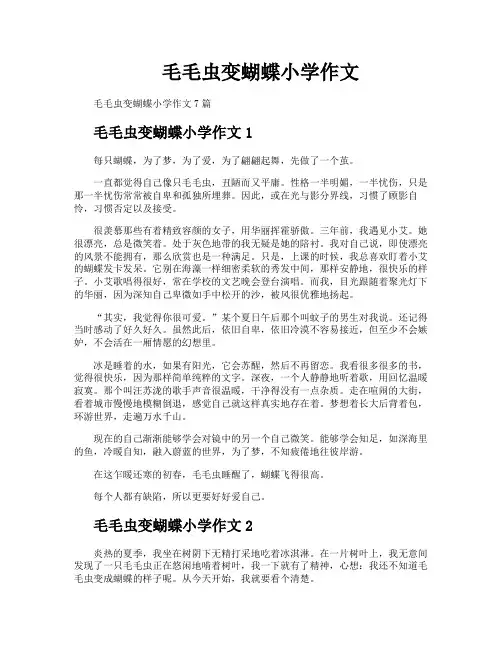 毛毛虫变蝴蝶小学作文