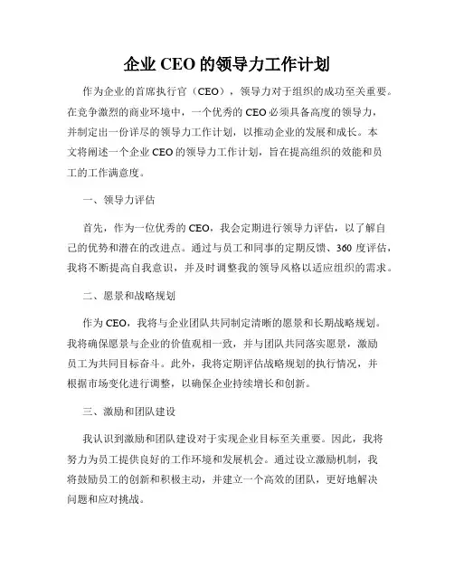 企业CEO的领导力工作计划