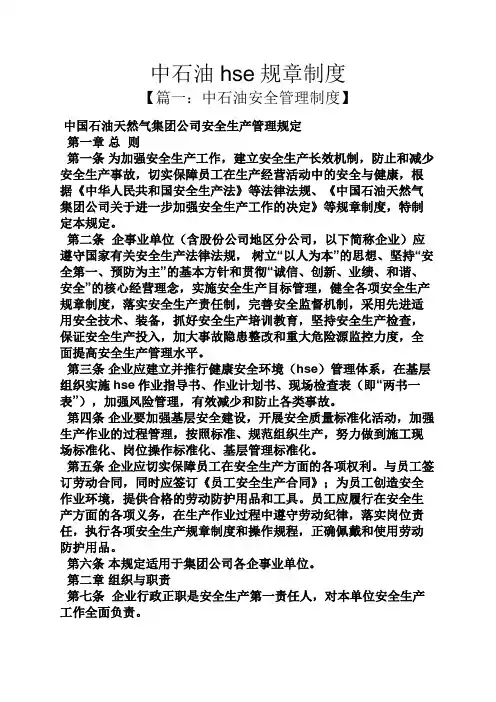中石油hse规章制度