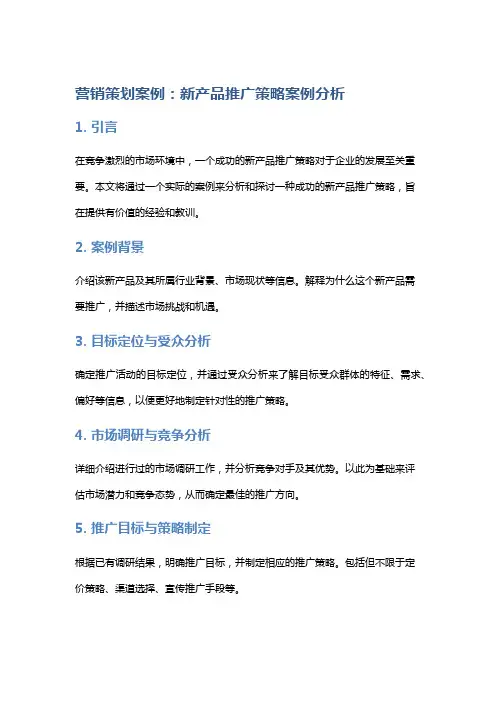 营销策划案例：新产品推广策略案例分析