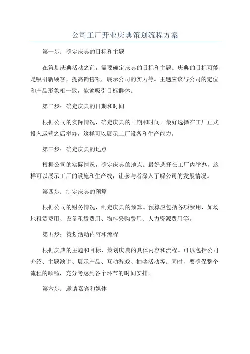 公司工厂开业庆典策划流程方案