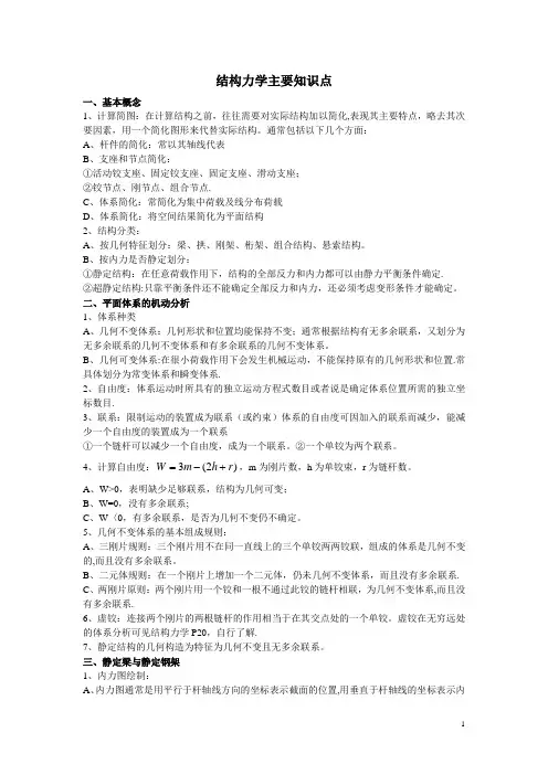 结构力学主要知识点归纳