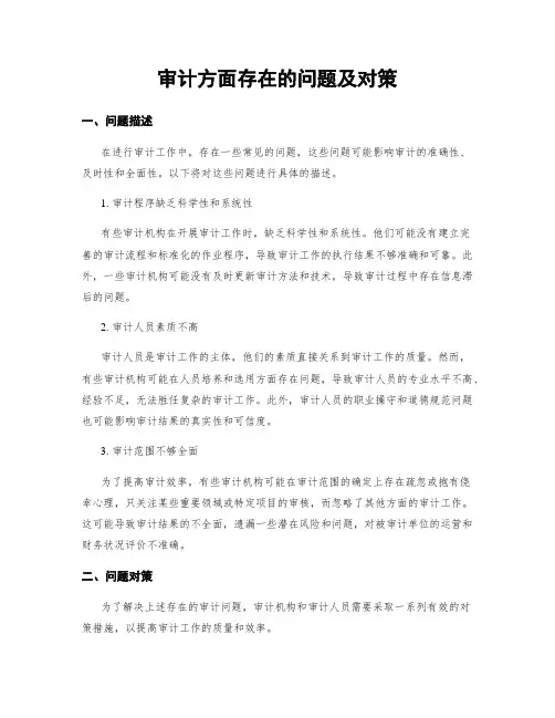 审计方面存在的问题及对策