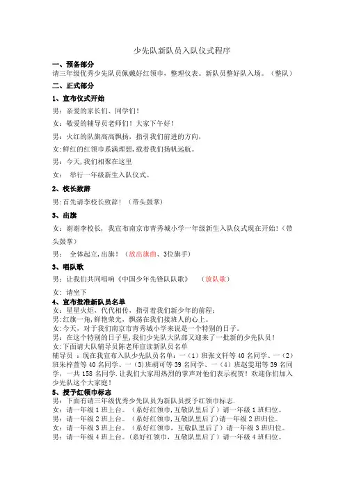 一年级新生-入队仪式-方案