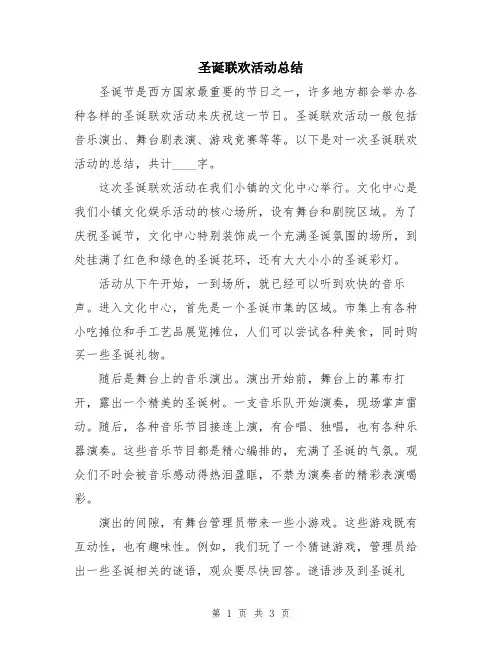 圣诞联欢活动总结