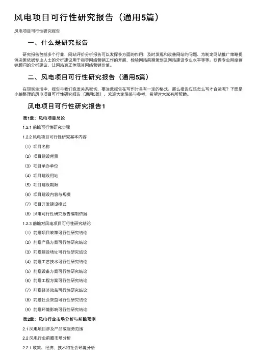 风电项目可行性研究报告（通用5篇）