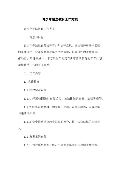 青少年普法教育工作方案