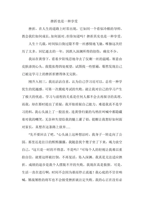 挫折也是一种享受作文500字