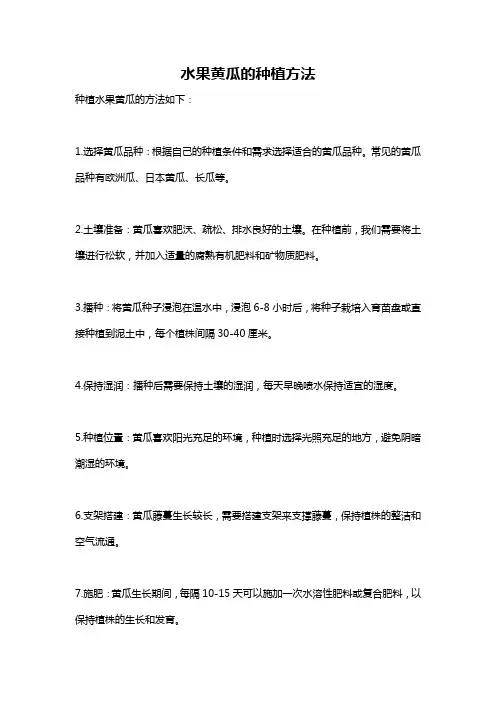水果黄瓜的种植方法