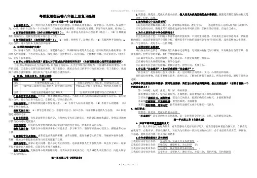 粤教版思想品德八年级上册复习提纲(整理)