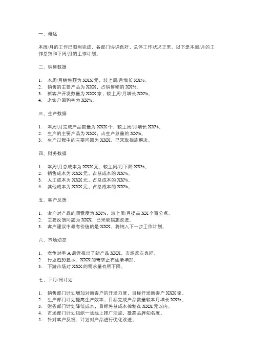 月报周报表模板