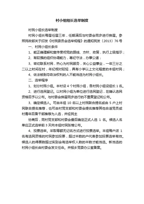 村小组组长选举制度