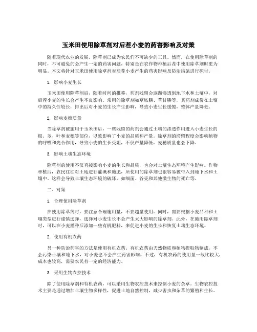 玉米田使用除草剂对后茬小麦的药害影响及对策