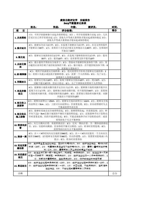 Berg平衡量表