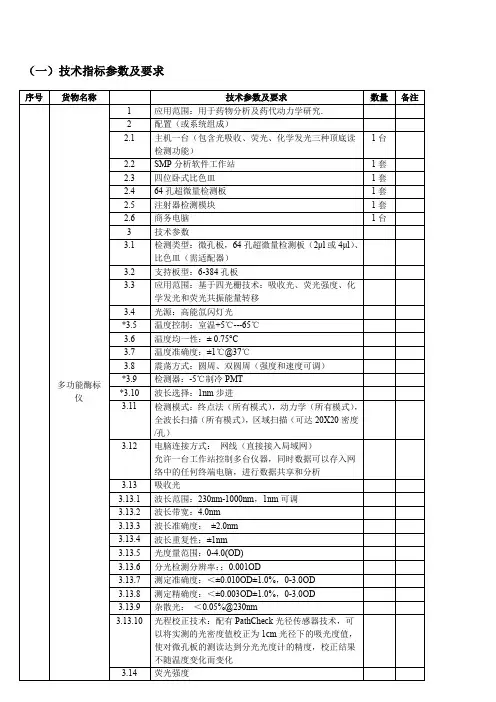 技术指标参数及要求