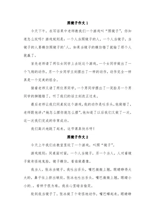 对着镜子表演作文