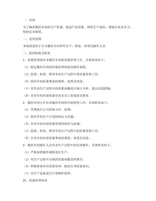 数控车间质量管理制度
