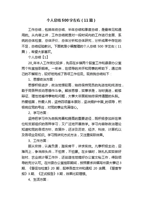 个人总结500字左右（11篇）