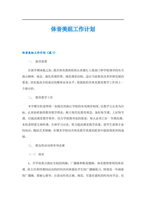 体音美组工作计划