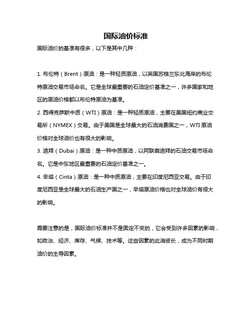 国际油价标准