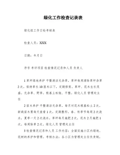 绿化工作检查记录表