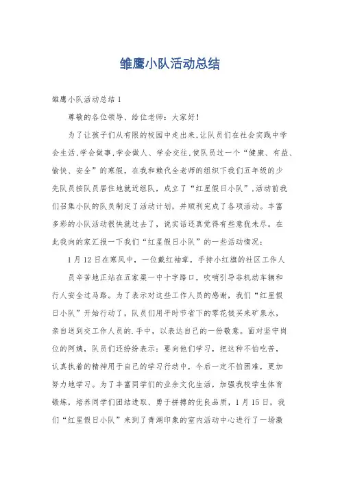 雏鹰小队活动总结