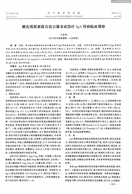 糖皮质激素联合雷公藤多甙治疗IgA肾病临床观察