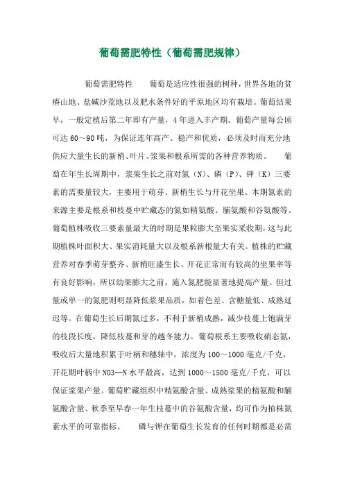 葡萄需肥特性(葡萄需肥规律) 